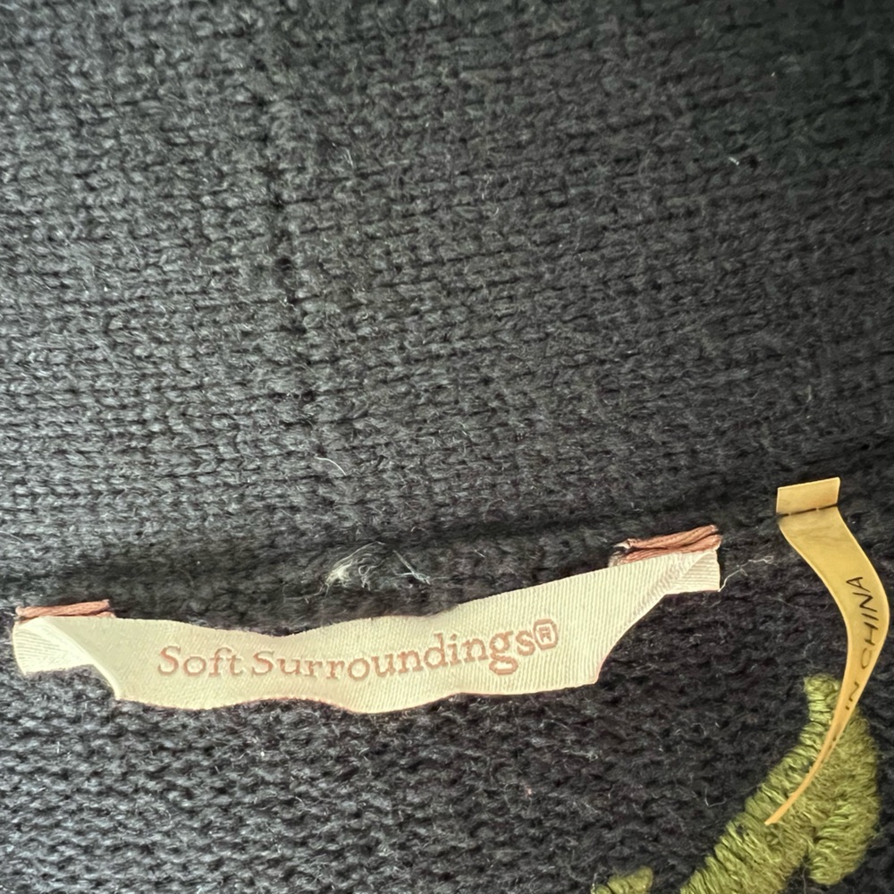 Soft Surroundings Black Cardigan with Floral Embroidery - Picture 10 of 13